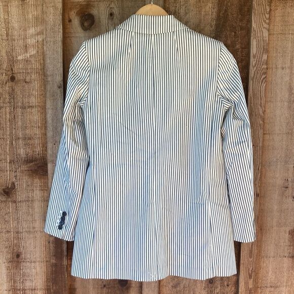 J. Crew Cotton Alfie Blazer in Striped Chino- Single Breasted Vintage Prep Style - Picture 5 of 16